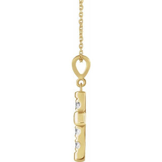 14K Yellow 3/4 CTW Natural Diamond French-Set Cross 16-18" Necklace