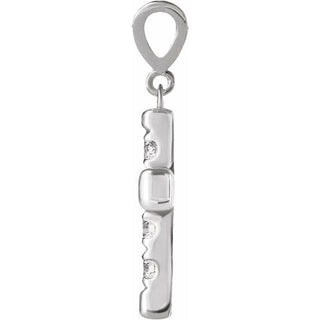 14K White 1/4 CTW Natural Diamond French-Set Cross Pendant