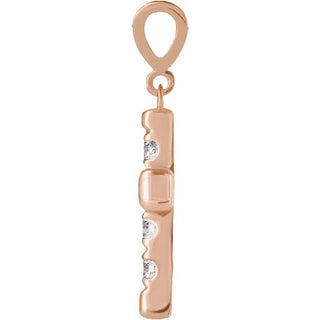 14K Rose 1/4 CTW Natural Diamond French-Set Cross Pendant