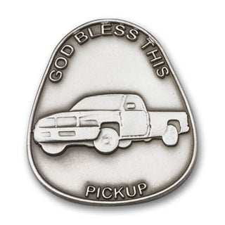 Silver Finish God Bless This Pickup Visor Clip