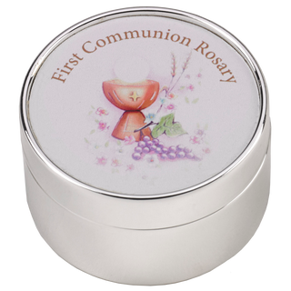 Quality Silver Tone First Communion Rosary Box Box Only