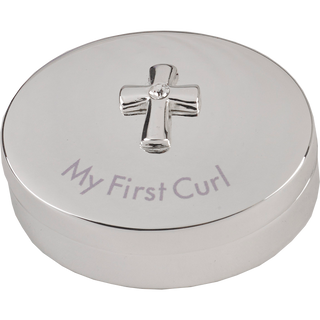 2 X 1-3/4 Inch Premium Quality Oval Silver Tone âmy First Curl' Keepsake Box