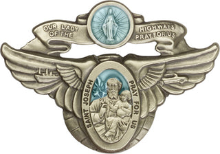 Gold Finish Our Lady of the Highway St Joseph Visor Clip