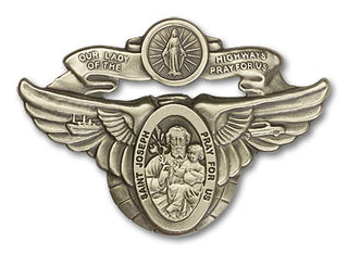 Gold Finish Our Lady of the Highway St Joseph Visor Clip