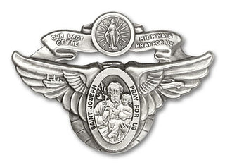 Silver Finish Our Lady of the Highway St Joseph Visor Clip