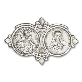 Silver Finish Jesus Mary Visor Clip