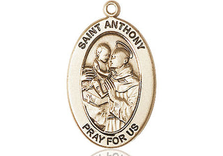 14kt Gold Saint Anthony of Padua Medal Engraved Catholic Saint Jewelry