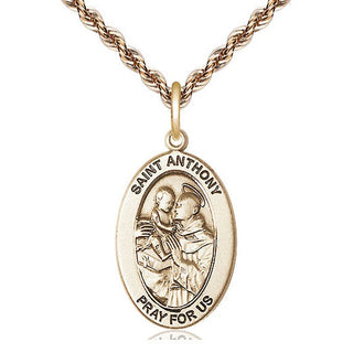 14kt Gold Saint Anthony of Padua Medal Engraved Catholic Saint Jewelry