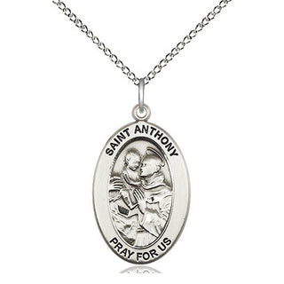 Sterling Silver Saint Anthony of Padua Medal & Necklace Set Engraved Catholic Saint Jewelry