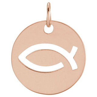 14K Rose (Ichthus) Fish Pendant
