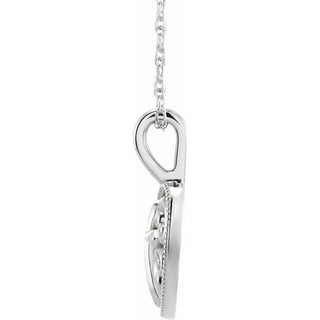 Platinum 18.7x12.6 mm Cross and Heart 16" Necklace