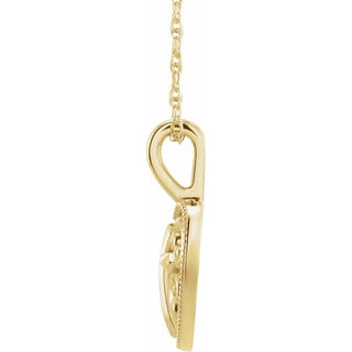 14K Yellow 18.7x12.6 mm Cross and Heart 16" Necklace