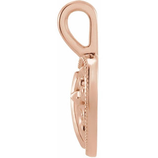 14K Rose 18.7x12.6 mm Cross and Heart Pendant