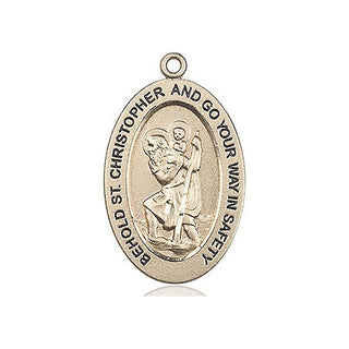14kt Gold Saint Christopher Medal Engraved Catholic Saint Jewelry