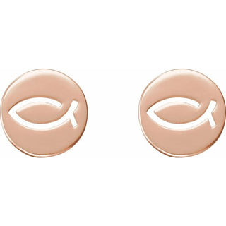 14K Rose Petite Ichthus Fish Earrings