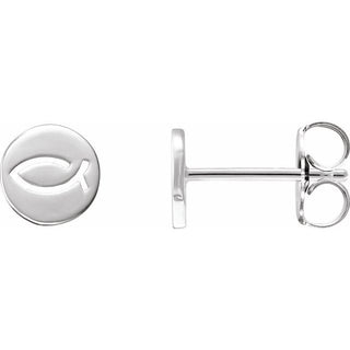 Platinum Petite Ichthus Fish Earrings