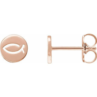14K Rose Petite Ichthus Fish Earring