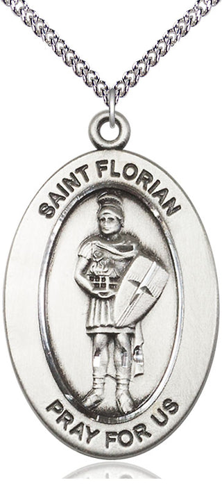 Sterling Silver St. Florian Medal & Necklace Set | Engravable