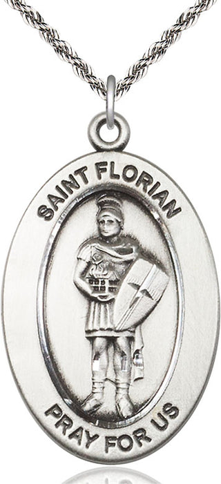 Sterling Silver St. Florian Medal & Necklace Set | Engravable