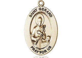 14kt Gold Saint Gerard Majella Medal Engraved Catholic Saint Jewelry