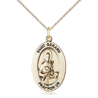 14kt Gold Saint Gerard Majella Medal Engraved Catholic Saint Jewelry