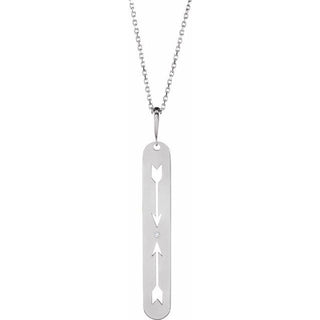 Platinum .0025 CT Natural Diamond Arrow Bar 16-18" Necklace