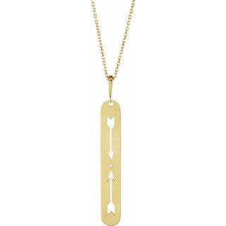 14K Yellow .0025 CT Natural Diamond Arrow Bar 16-18" Necklace
