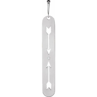 Sterling Silver .0025 CT Natural Diamond Arrow Bar Pendant 