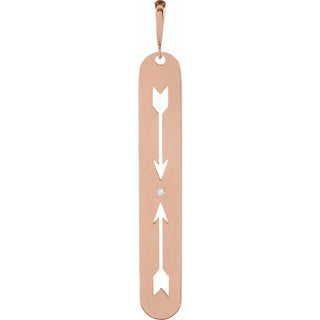 14K Rose .0025 CT Natural Diamond Arrow Bar Pendant 