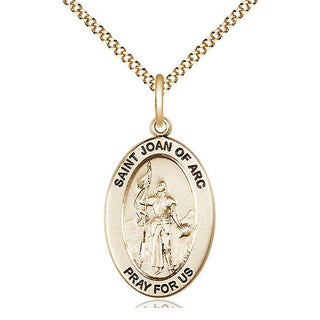 14K Gold-Filled Saint Joan of Arc Medal & Necklace Set Engraved Catholic Saint Jewelry