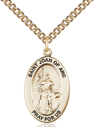 14kt Gold Saint Joan of Arc Medal Engraved Catholic Saint Jewelry