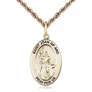 14kt Gold Saint Joan of Arc Medal Engraved Catholic Saint Jewelry