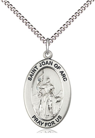 Sterling Silver Saint Joan of Arc Medal & Necklace Set Engraved Catholic Saint Jewelry