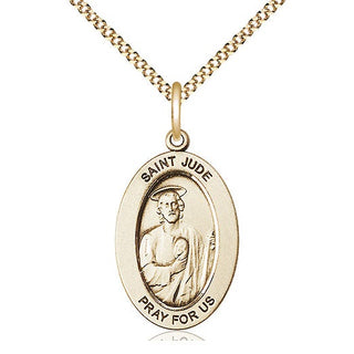 14K Gold-Filled Saint Jude Thaddeus Medal & Necklace Set Engraved Catholic Saint Jewelry