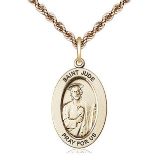 14kt Gold Saint Jude Thaddeus Medal Engraved Catholic Saint Jewelry