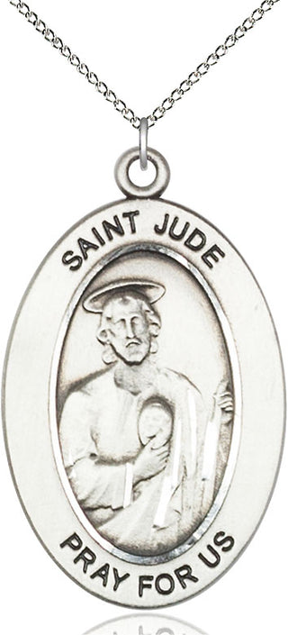 Sterling Silver Saint Jude Thaddeus Medal & Necklace Set Engraved Catholic Saint Jewelry