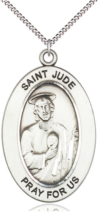 Sterling Silver Saint Jude Thaddeus Medal & Necklace Set Engraved Catholic Saint Jewelry