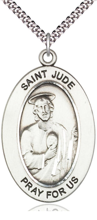 Sterling Silver Saint Jude Thaddeus Medal & Necklace Set Engraved Catholic Saint Jewelry