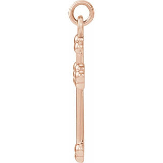 14K Rose Cross Pendant