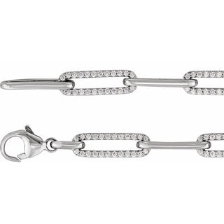 14K White 1 CTW Lab-Grown Diamond Link 7" Bracelet