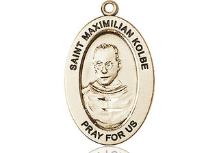 14kt Gold Saint Maximilian Kolbe Medal Engraved Catholic Saint Jewelry