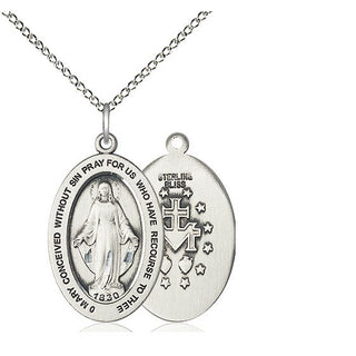 sterling silver miraculous medal necklace 11078SS