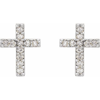Platinum .05 CTW Natural Diamond Cross Earrings