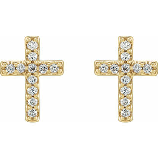14K Yellow .08 CTW Natural Diamond Cross Earrings