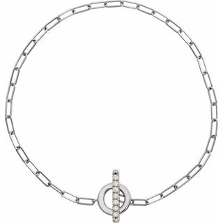 Sterling Silver 1/10 CTW Natural Diamond Toggle 7" Bracelet