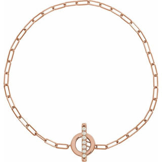 14K Rose 1/10 CTW Natural Diamond Toggle 7" Bracelet