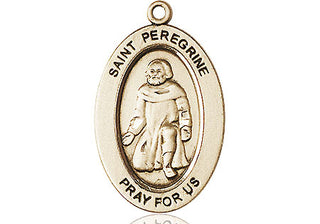14kt Gold Saint Peregrine Medal Engraved Catholic Saint Jewelry