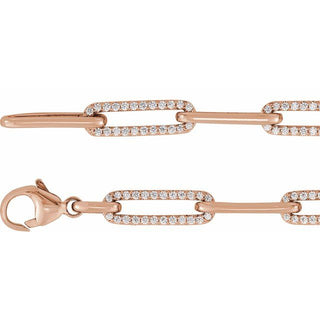 14K Rose 1 CTW Lab-Grown Diamond Link 7" Bracelet