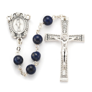 8MM Lapis Genuine Stone Rosary