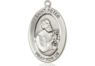 Sterling Silver St. Peter the Apostle Medal & Necklace Set | Engravable